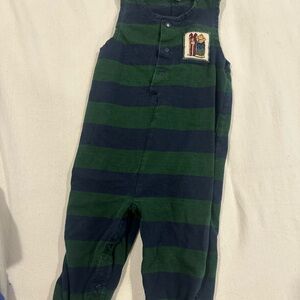 Carter's Green and Navy Striped Overalls